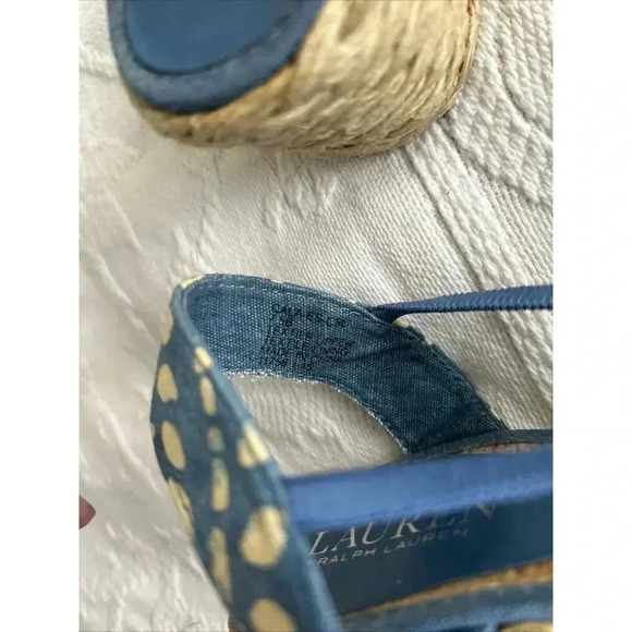 Lauren Ralph Lauren Cala Women’s 7.5 M Espadrille Shoes Wedges Heel Blue Beige - Picture 5 of 12